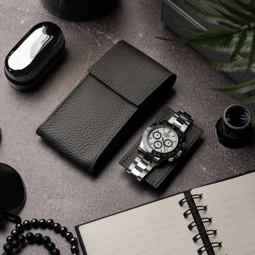 Charcoal Leather Watch Pouch - Image 5