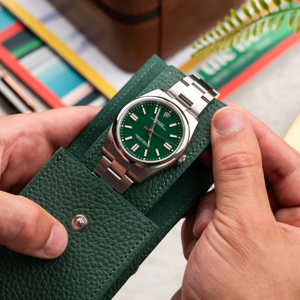 Olive Leather Watch Pouch - Image 2