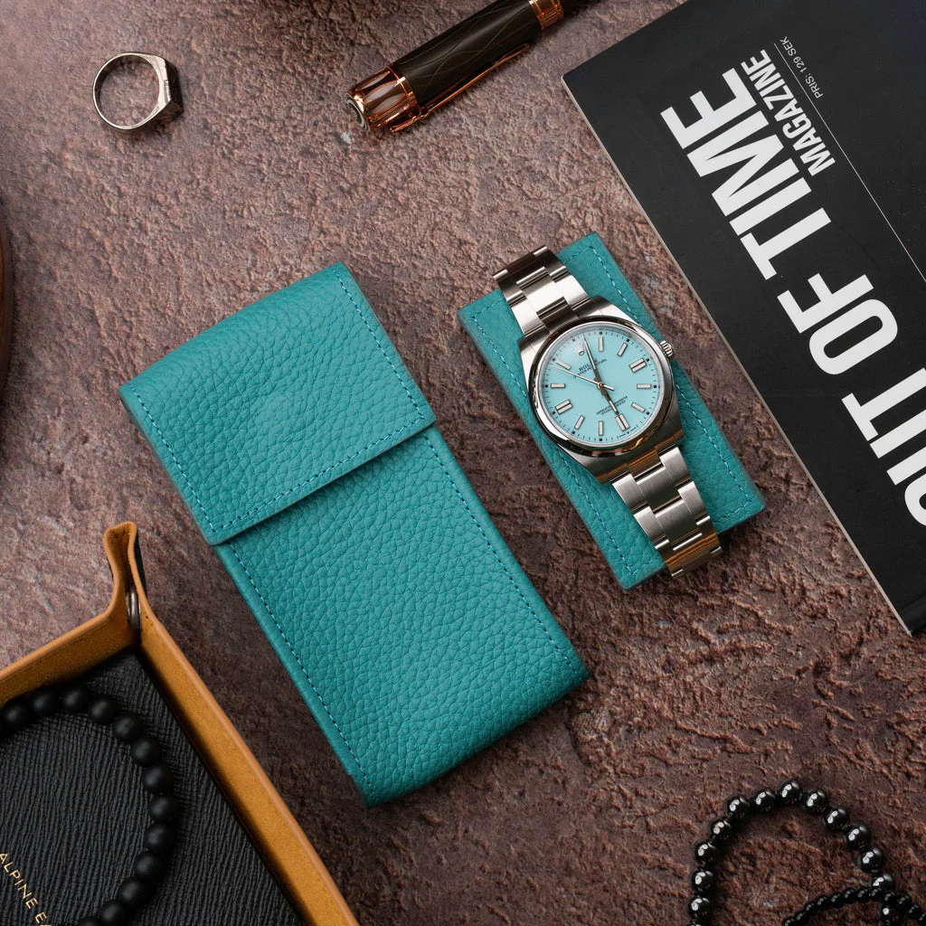 Teal Leather Watch Pouch - Image 4