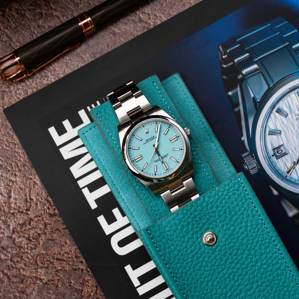 Teal Leather Watch Pouch - Image 6
