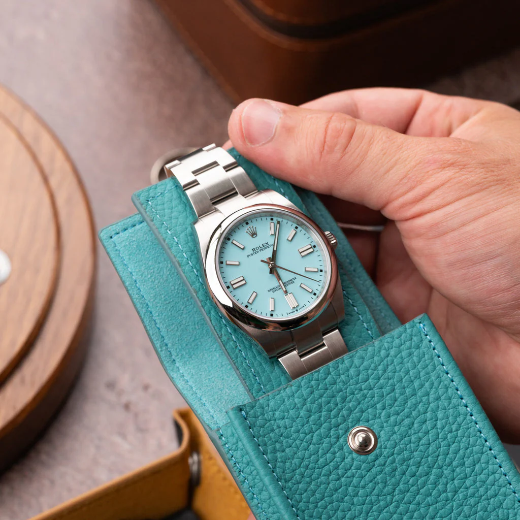 Teal Leather Watch Pouch - Image 9